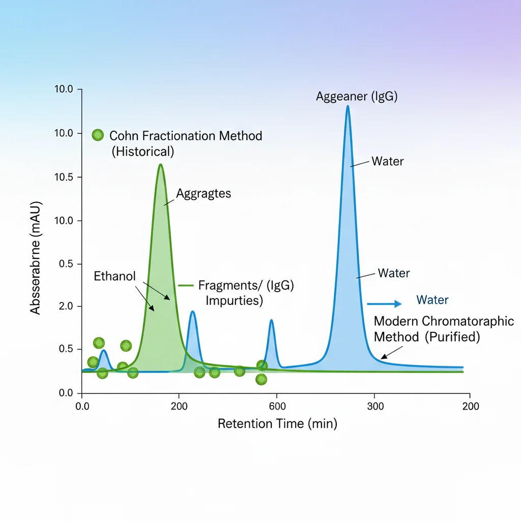 Figure 5 SEC-HPLC chromatograms showing purity differences between Cohn and chromatographic methods